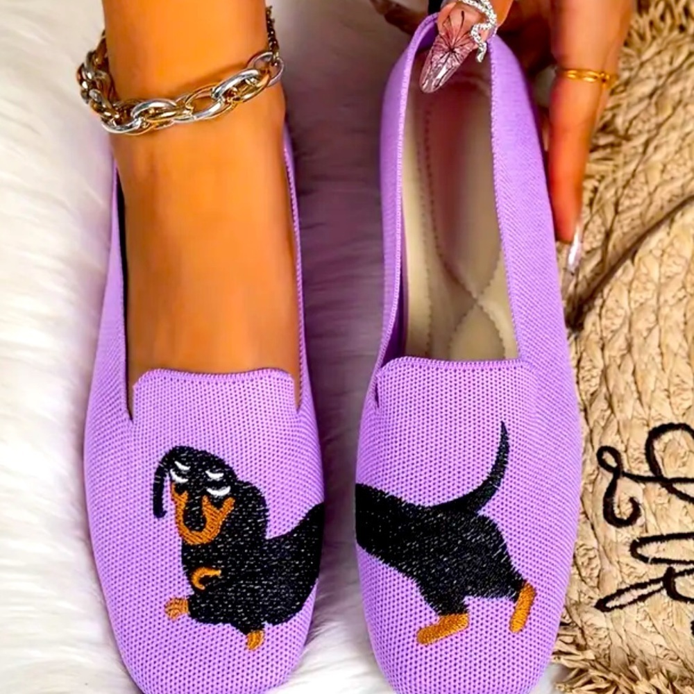 New - Dachshund Flats NWT Sz 39 Purple
